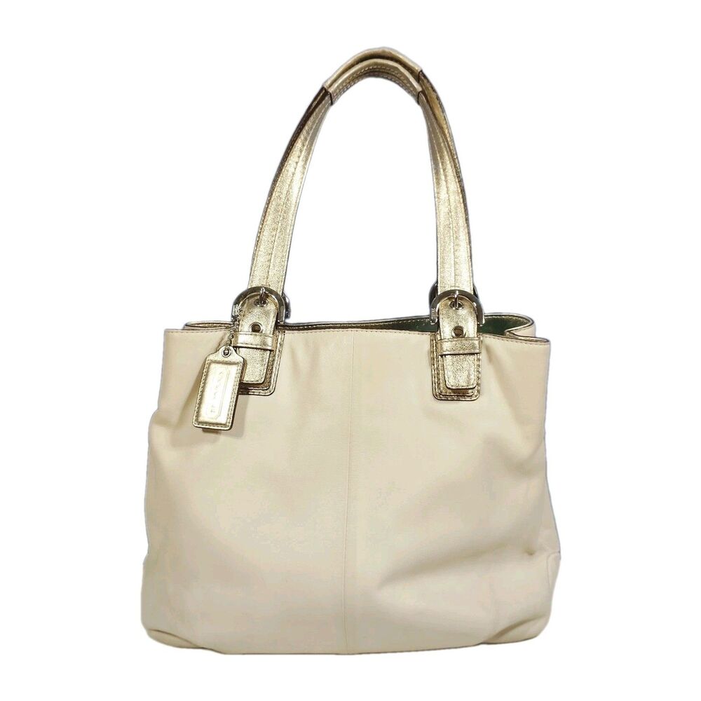 Coach Bag Womens Medium Beige Leather Soho North South Tote Purse Strap F17216